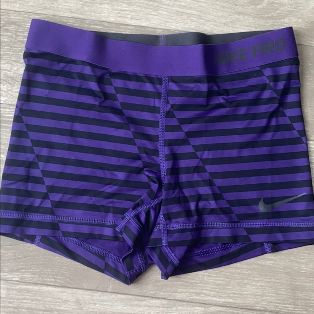 Purple and Black Nike Pro Shorts